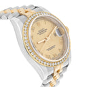 Rolex Datejust 36 Gold & Steel 116233 Champagne Roman Dial Diamond Bezel Jubilee Watch