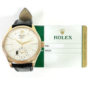 Rolex Cellini Dual Time 50525 39mm Rose Gold with Silver Dial Watch 2016