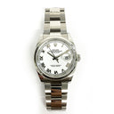 Rolex Steel Datejust 36 Domed Bezel 126200-0008 White Roman Dial Oyster Bracelet Watch 2024