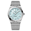 Breitling Chronomat A72310101C1A1 28mm Blue Mother-of- Pearl Diamond Dial Fixed Bezel Stainless Steel Watch