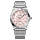 Breitling Chronomat A72310101K1A1 28mm Pink Diamond Dial Fixed Bezel Stainless Steel Watch