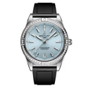 Breitling Chronomat Automatic G10380591C1S1 36mm Ice Blue Dial Uni-Directional Ratcheted Bezel Stainless Steel & 18k White Gold (Gem-set) with Black Rubber Strap Watch