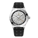 Breitling Chronomat Automatic GMT P323982A1F1S1 40mm Meteorite Dial Uni-Directional Ratcheted Bezel Stainless Steel and Platinum with Black Rubber Strap Watch