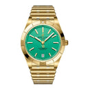 Breitling Chronomat Automatic K103801A1L1K1 36mm Greenish Turquoise Dial Uni-Directional Ratcheted Bezel 18k Yellow Gold Watch