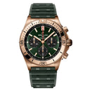 Breitling Chronomat B01 RB0134101L1S1 42mm Green Dial Unidirectional Ratcheted Rotating Bezel 18k Red Gold With Green Rubber Strap Watch