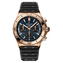 Breitling Chronomat B01 RB01343A1C1S1 42mm Blue Dial Unidirectional Ratcheted Rotating Bezel 18k Red Gold With Black Rubber Strap Watch