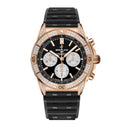 Breitling Chronomat B01 RB0134721B1S2 42mm Black Dial Uni-directional Ratcheted Bezel 18k Red Gold (gem-set) with Black Rubber Strap Watch