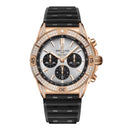 Breitling Chronomat B01 RB0134721G1S2 42mm Silver Dial Uni-directional Ratcheted Bezel 18k Red Gold (gem-set) with Black Rubber Strap Watch