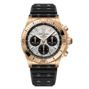 Breitling Chronomat B01 RB01347A1F1S1 42mm Grey Dial Unidirectional Ratcheted Rotating Bezel 18k Red Gold With Black Rubber Strap Watch