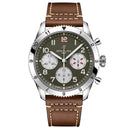 Breitling Classic AVI A233802A1L1X1 Chronograph 42mm Curtiss Warhawk Green Dial Bi-Directional Bezel Stainless Steel with Brown Calfskin Leather Strap Watch