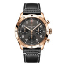 Breitling Classic AVI Chronograph R233801A1B1X1 42mm Grey Dial Bidirectional Rotating Bezel 18k Red Gold with Black Calfskin Leather Strap Watch