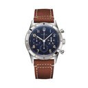 Breitling Classic AVI LB0920131C1X1 41mm Blue Dial Bi-Directional Bezel Platinum with Gold Brown Calfskin Leather Strap Watch