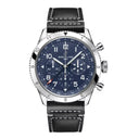 Breitling Classic AVI Super Avi B04 Chronogragh GMT AB04451A1C1X1 46mm Blue Dial Bidirectional Ratcheted Bezel Stainless Steel with Black Calfskin Leather Strap Watch