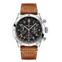 Breitling Classic AVI Super Avi B04 Chronogragh GMT AB04453A1B1X1 46mm Black Dial Bidirectional Ratcheted Bezel Stainless Steel with Gold Brown Calfskin Leather Strap Watch