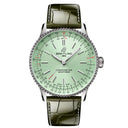 Breitling Navitimer A17327361L1P1 36mm Automatic Green Dial Bi-Directional Bezel Stainless Steel with Green Leather Strap Watch
