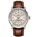 Breitling Navitimer GMT 41 Silver Dial A32310211G1P1 Stainless Steel with Brown Leather Watch 2024