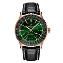 Breitling Navitimer Automatic GMT R32310251L1P1 41mm Green Dial Bi-Directional Rotating Bezel 18k Red Gold With Black Alligator Leather Strap Watch