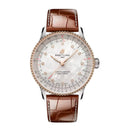 Breitling Navitimer Automatic U17327211A1P1 36mm White Mother Of Pearl Dial Bidirectional Rotating Bezel Steel and 18k Red Gold With Brown Alligator Leather Strap Watch