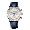 Breitling Navitimer B01 Chronograph AB0139A71G1P1 41mm White Dial Bidirectional Rotating Bezel Stainless Steel with Blue Alligator Leather Strap Watch