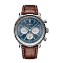 Breitling Navitimer B01 Chronograph AB0137211C1P1 46mm Blue Dial Bidirectional Rotating Bezel Stainless Steel with Brown Alligator Leather Strap Watch