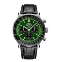 Breitling Navitimer B01 Chronograph AB0137241L1P1  46mm Green Dial Bidirectional Rotating Bezel Stainless Steel with Black Alligator Leather Strap Watch