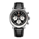 Breitling Navitimer B01 Chronograph AB0138211B1P1 43mm Black Dial Bidirectional Rotating Bezel Stainless steel with Black Alligator Strap Leather Watch
