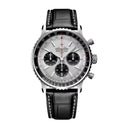Breitling Navitimer B01 Chronograph  AB0138241G1P1 43MM Silver Dial Bidirectional Rotating Bezel Stainless Steel With Black Strap Leather Watch