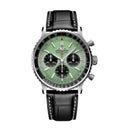 Breitling Navitimer B01 Chronograph AB0138241L1P1 43mm Mint Green Dial Bidirectional Rotating Bezel Stainless Steel with Black alligator Leather Strap Watch