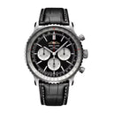 Breitling Navitimer B01 Chronograph Black Dial AB0137211B1P1 46mm Black Dial Bidirectional Rotating Bezel Stainless Steel With Black Alligator Leather Strap Watch