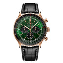 Breitling Navitimer B01 Chronograph RB0137241L1P1 46mm Green Dial Bidirectional Rotating Bezel 18k Red Gold with Black Alligator Leather Strap Watch