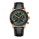 Breitling Navitimer B12 RB12302A1L1P1 41mm Green Dial Bi-Directional Bezel 18k Red Gold With Black Leather Strap Watch
