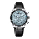 Breitling Navitimer B19 PB1920251C1P1 43mm Ice Blue Dial Bi-Directional Bezel 18k Stainless Steel and Platinum With Black Leather Strap Watch