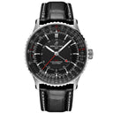 Breitling Navitimer GMT A32310251B1P1 Stainless Steel with Black Leather Watch Black Dial 2024