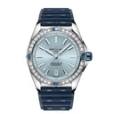 Breitling Super Chronomat Automatic A17356531C1S1 38mm Ice Blue Dial Unidirectional Ratcheted Rotating Bezel Stainless Steel with Blue Rubber Strap Watch