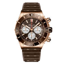 Breitling Super Chronomat B01 RB0136E31Q1S1 44mm Brown Dial Unidirectional Ratcheted Rotating Bezel 18k Red Gold With Brown Rubber Strap Watch
