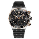 Breitling Super Chronomat B01 UB0136251B1S1 44mm Black Dial Unidirectional Ratcheted Rotating Bezel Stainless Steel & 18k Red Gold with Black Rubber Strap Watch