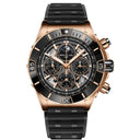 Breitling Super Chronomat B19 RB19301A1G1S1 44mm Skeleton Dial Unidirectional Ratcheted Rotating Bezel 18k Red Gold With Black Rubber Strap Watch