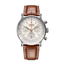 Breitling Super Navitimer B01 Chronograph AB0139211G1P1 41mm White Dial Bidirectional Rotating Bezel Stainless Steel with Gold Brown Alligator Leather Strap Watch