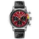 Breitling Top Time  AB01761A1K1X1 B01 Chevrolet Corvette 41mm Red Dial Fixed Bezel Stainless Steel in Black Calfskin Leather Strap Watch