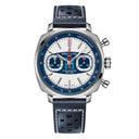 Breitling Top Time  AB01772A1G1X1 B01 Racing 38mm White Dial Fixed Bezel Stainless Steel in Blue Calfskin Leather Strap Watch