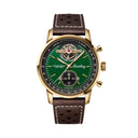 Breitling Top Time B21 NB21251A1L1X1 43mm Green Dial Fixed Bezel Bronze  With Brown Leather Strap Watch