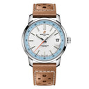 Breitling Top Time B31 AB3113281A1X1 38mm Automatic White and Sky-blue Dial Fixed Bezel Stainless Steel in Beige Calfskin Leather Strap Watch