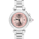 Cartier Miss Pasha Steel Pink Dial Ladies Watch W3140008 with Diamond Bezel