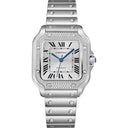 Cartier Santos W4SA0005 Diamond Bezel Stainless Steel Watch 35mm With Silver Dial 2024