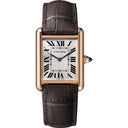 Cartier Tank Louis Cartier WGTA0011 Rose Gold with Brown Leather Watch Silver Dial