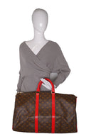 Louis Vuitton Keepall 50 Monogram Red Leather Trim