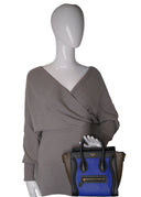 CÉLINE Elephant Calfskin Mini Tri-Color Luggage Indigo