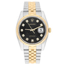 Rolex Datejust 36mm 116233 Fluted Bezel Black Computer Diamond Dial Two Tone Watch