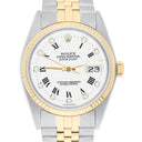 Rolex Datejust 36 with White Roman Diamond Dial - 16233G Fluted Bezel Jubilee Bracelet Watch