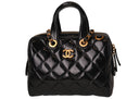 Chanel - Small Bowling Bag Patent Crumpled Calfskin & Gold-Tone Metal Black